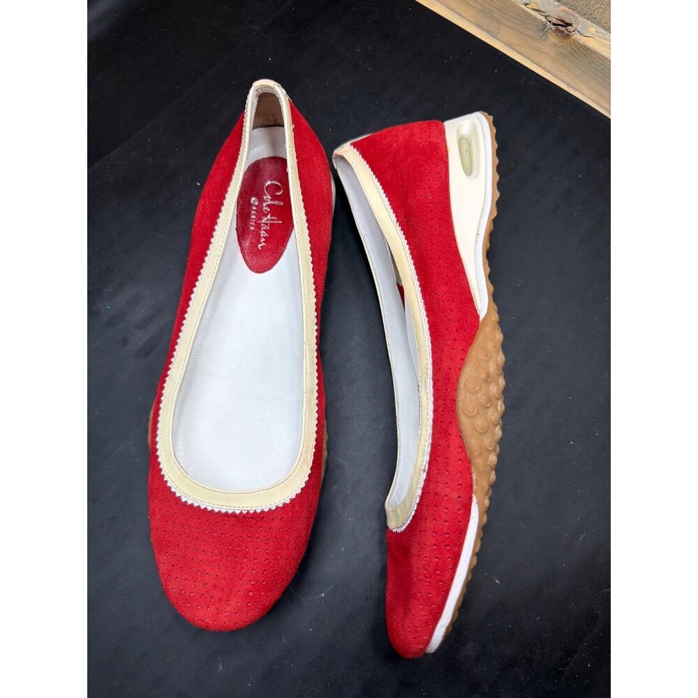 Cole Haan Air Bria G Series Red Suede Perforated Slip-On Flats Size 8 AA